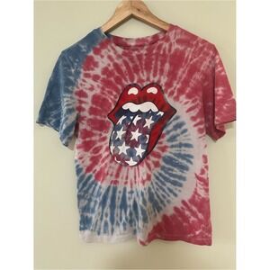 ☀️3/$15☀️Rock Band‎ Patriotic Rolling Stones Graphic Tee XL 14/16 Tie Dye